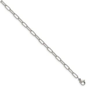 Stainless Steel Elongated Open Link Paperclip 6.5 in + 1.25 inBracelet